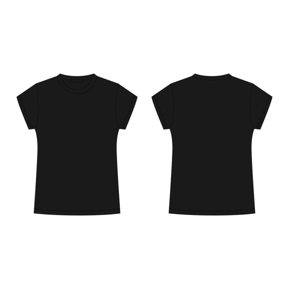 kinder zwart t-shirt lege sjabloon vectorillustratie. technische schets t-shirt geïsoleerd op een witte achtergrond. vector