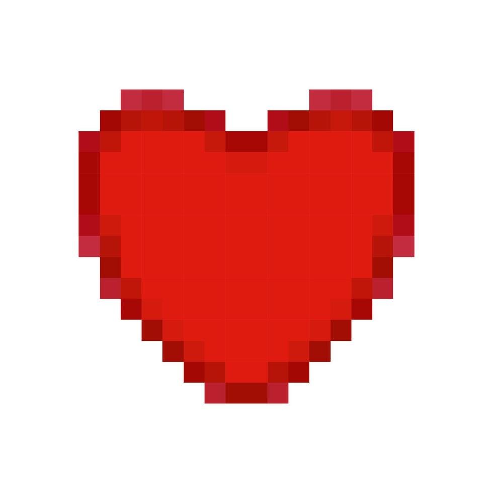 rood hart in pixelkunststijl. 8-bits icoon. Valentijnsdag symbool. vector