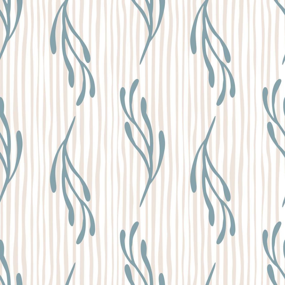 blauwe minimalistische takken naadloze patroon in de hand getekende stijl. licht gestreepte achtergrond. handgetekende afdrukken. vector