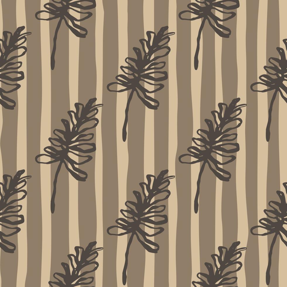 herfst donker botanische tak naadloze patroon. gestripte achtergrond in beige tinten. eenvoudige bloemenachtergrond. vector