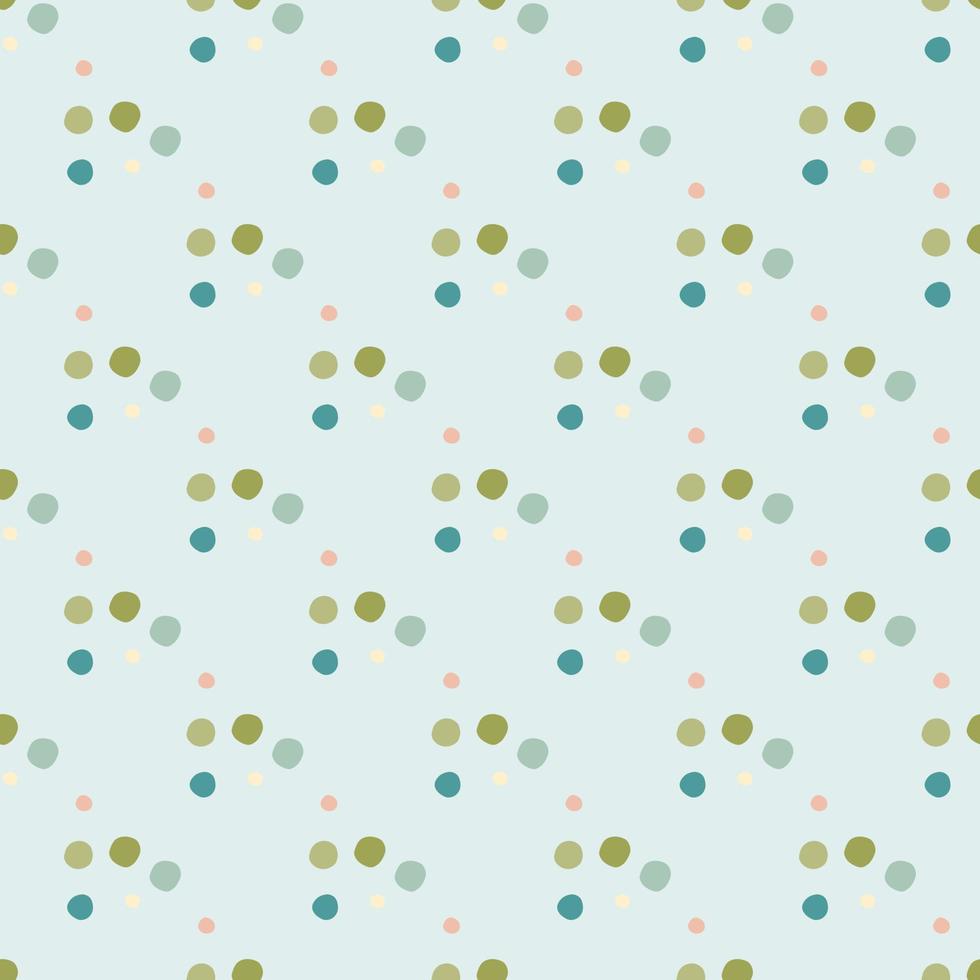 geometrische polka dot naadloze patroon. kleine cirkels in groene, blauwe kleuren op pastel lichte achtergrond. vector