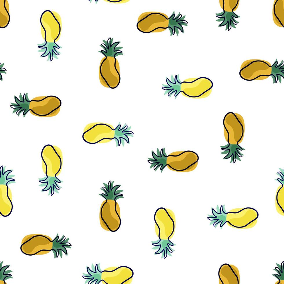 natuurlijk zoet voedsel naadloos patroon met willekeurige gele ananasvormen. geïsoleerd fruitornament. vector