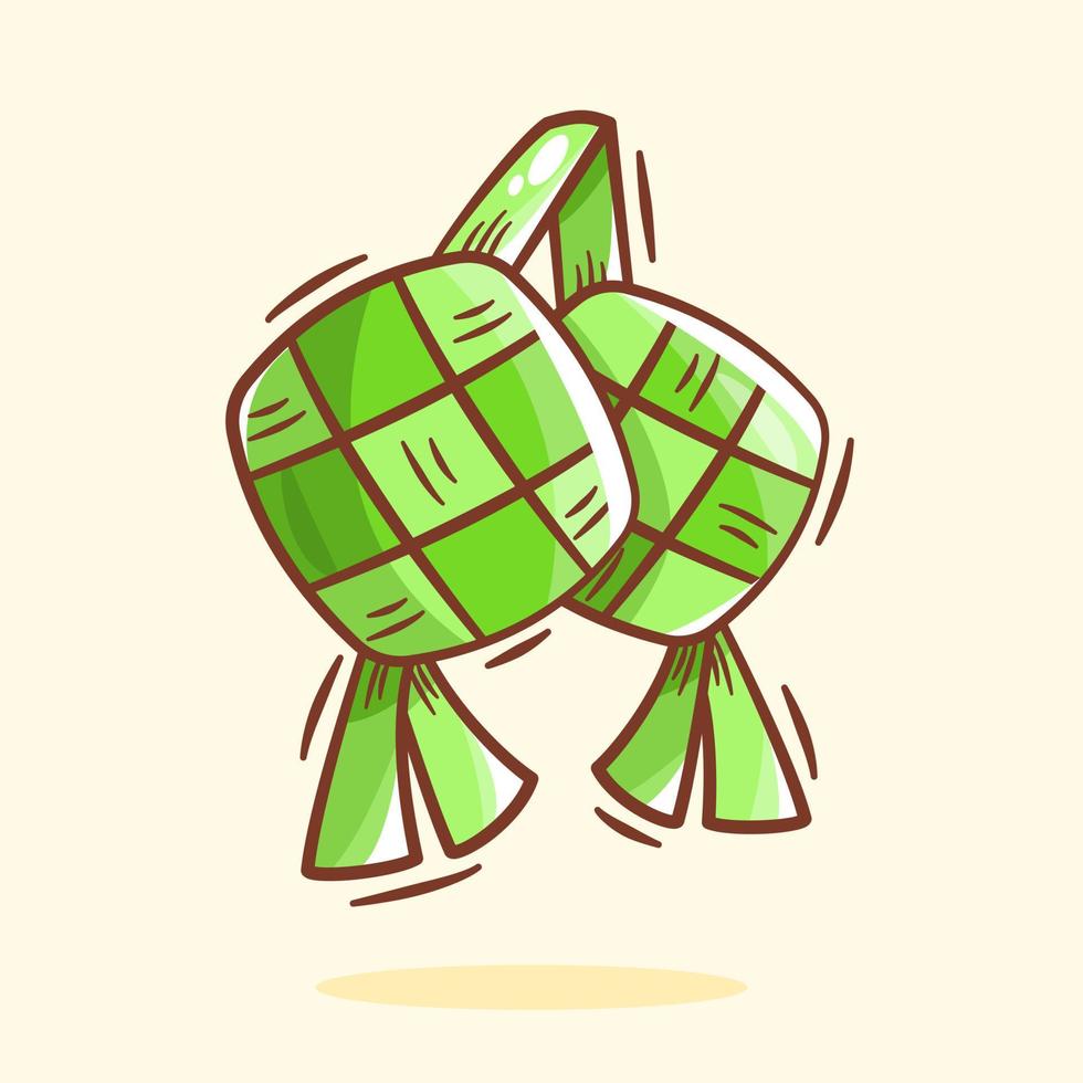 hand getekende ketupat cartoon afbeelding vector