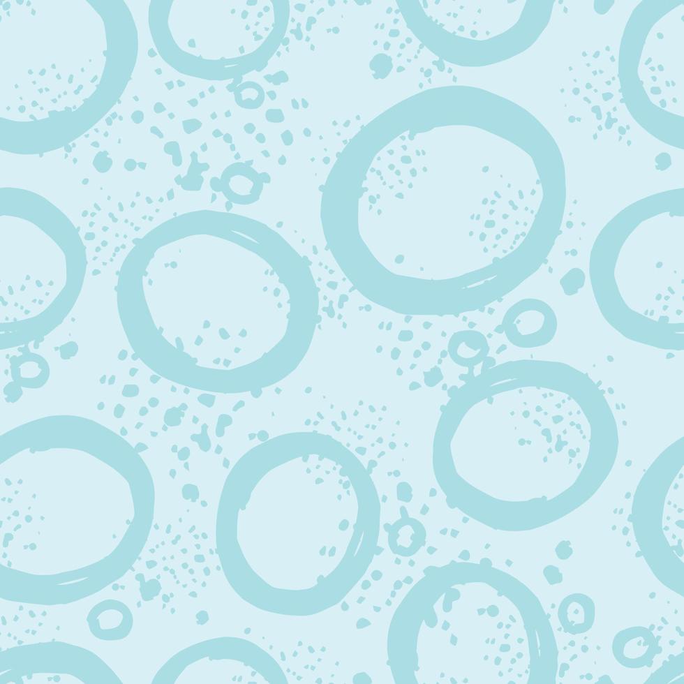 hand getekende cirkel naadloze patroon op blauwe achtergrond. penseelstreken cirkels behang. vector