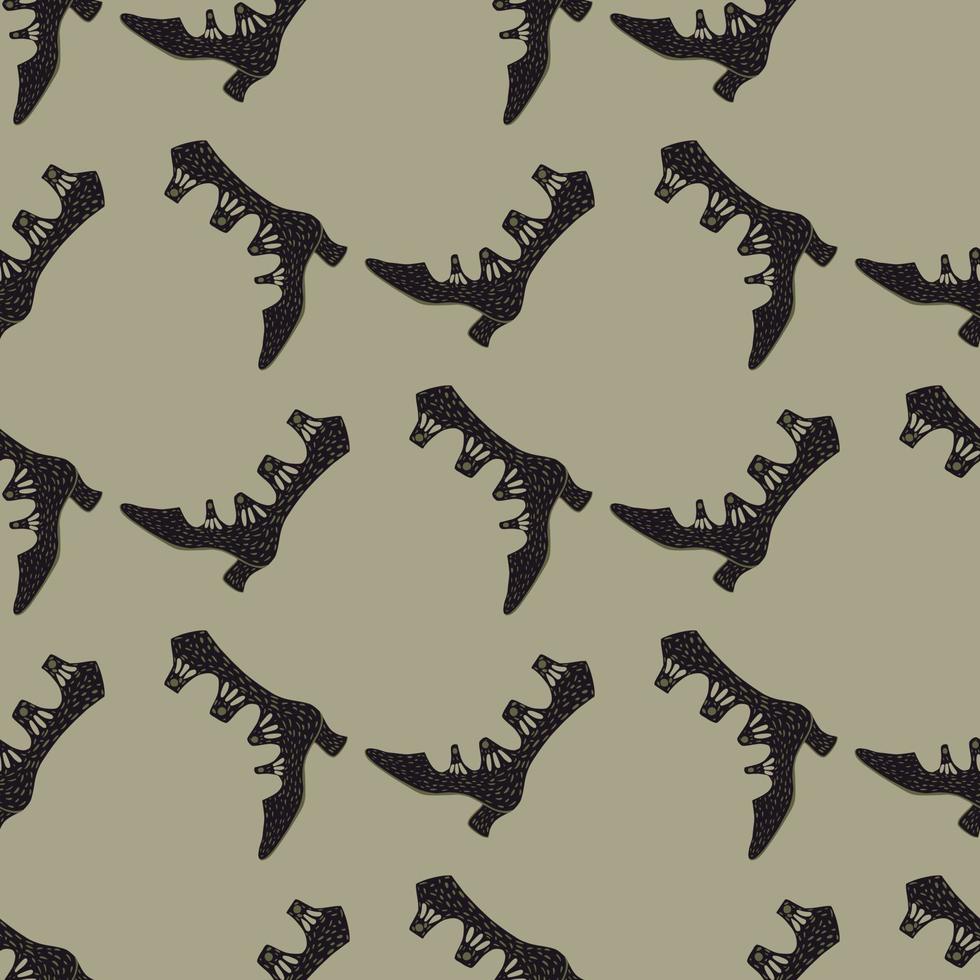 geometrische stijl naadloze patroon met zwarte vrouwen schoenen elementen. grijze achtergrond. handgetekende modeprint. vector