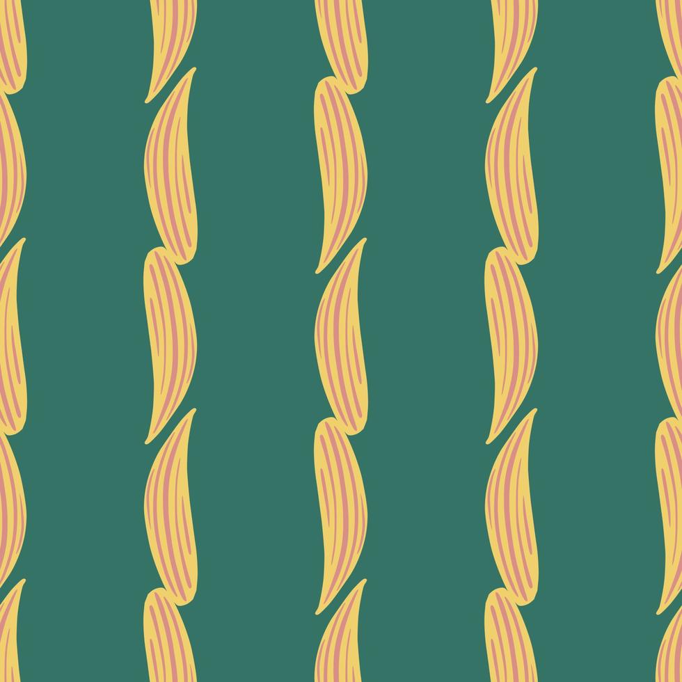 botanisch naadloos patroon met beige eenvoudige lelietje-van-dalen bladvormen. turkooizen achtergrond. vector