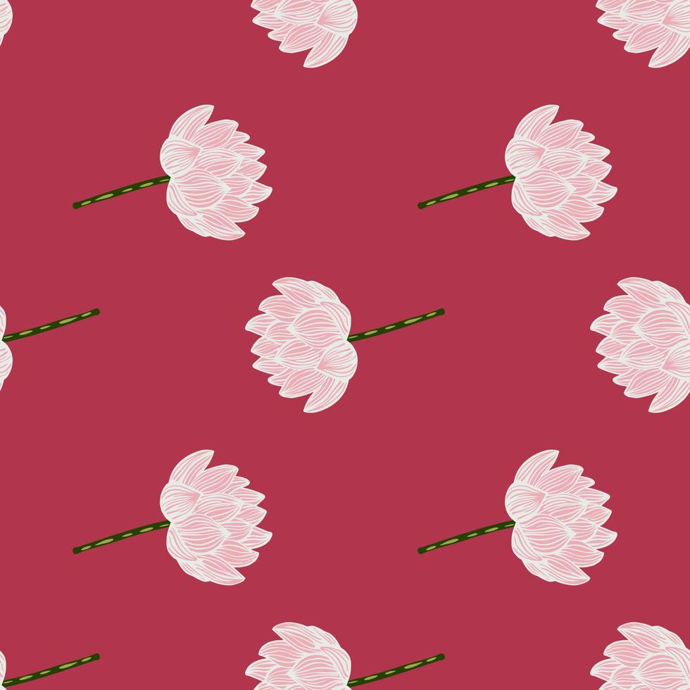 minimalistisch stijl naadloos patroon met lichtroze lotusbloemenvormen. donker roze achtergrond. creatieve afdrukken. vector
