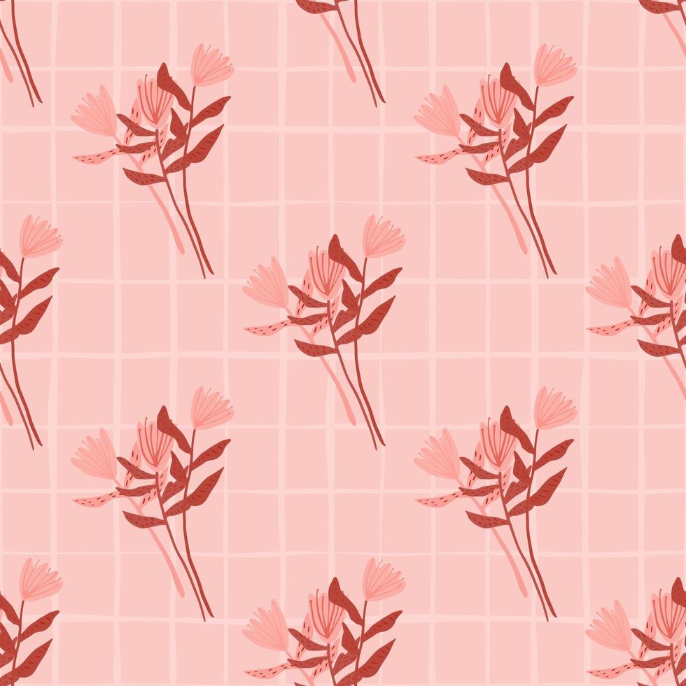 lente doodle naadloze patroon met bloemen boeket sieraad. gestileerde kunstwerken in roze en rode tinten. vector