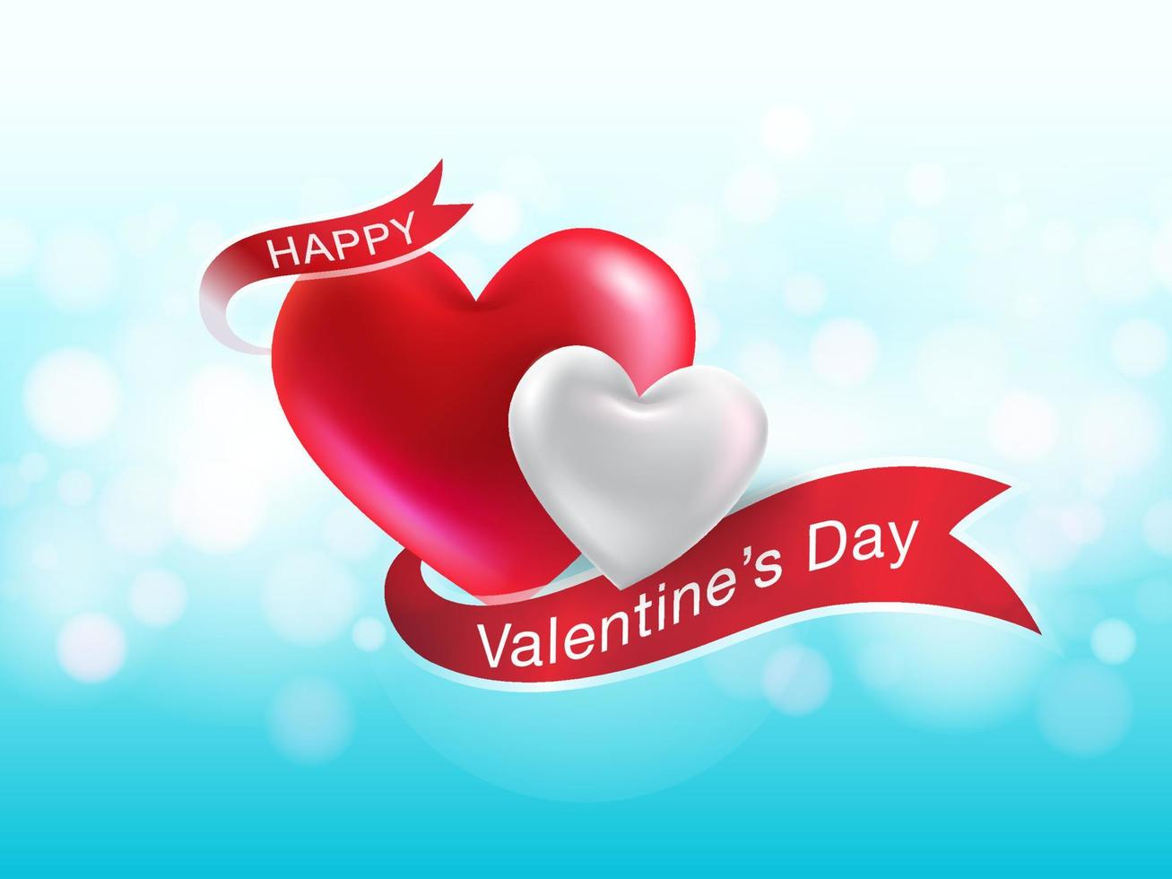 Valentijnsdag 3D-hart realistisch. kan worden gebruikt in de poster, web, behang, brochure, flyers, uitnodiging, banners, sjabloon. vector realistisch bestand.