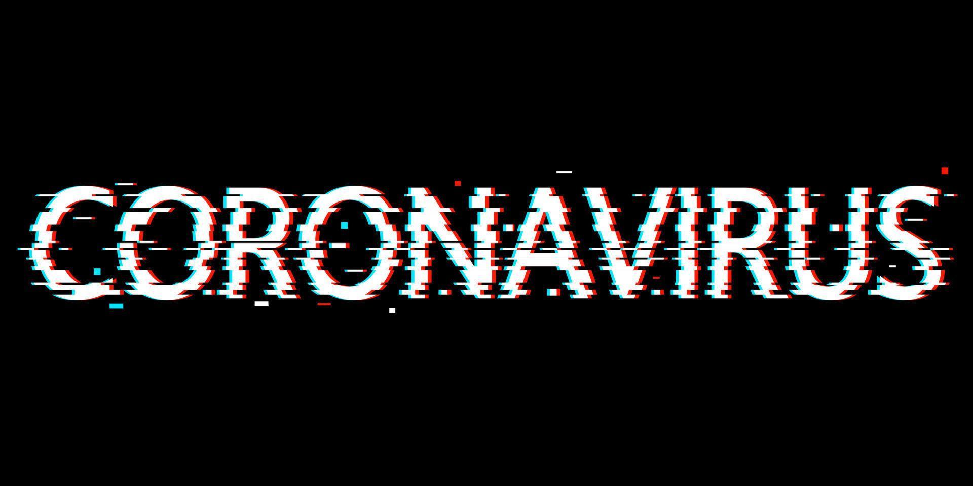 digitale glitch woord coronavirus op zwarte achtergrond. virus concept vector