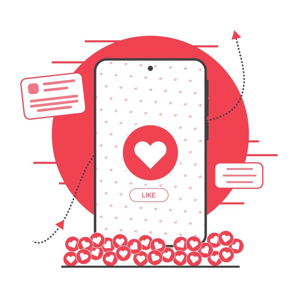 mobiele telefoon communicatie liefde concept plat ontwerp - vlakke afbeelding vector