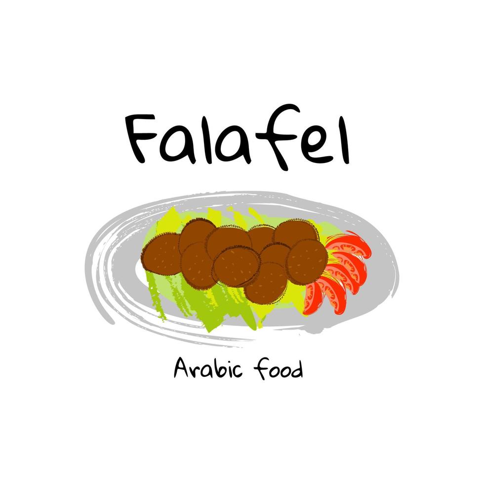 vector illustratie arabisch eten falafel op witte achtergrond