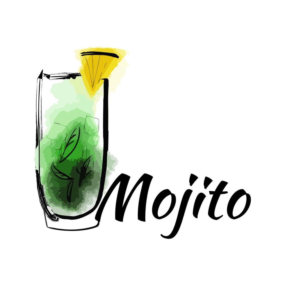 mojito cocktail illustratie geïsoleerd op een witte achtergrond vector