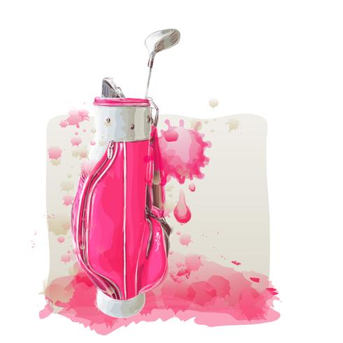 Roze golf terug op waterverf het schilderen in vectorart. vector