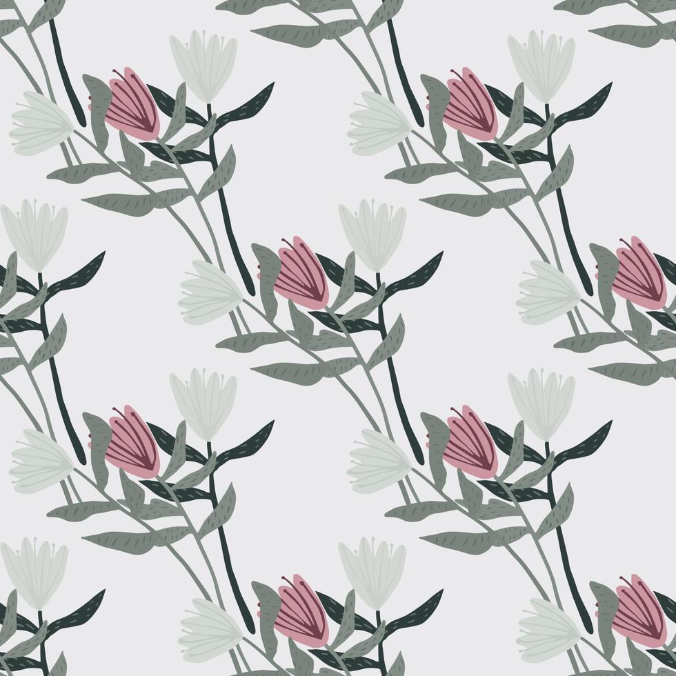 naadloos botanisch patroon met boeketsilhouetten. lichte achtergrond. eenvoudige lentedecor in pasteltinten. vector