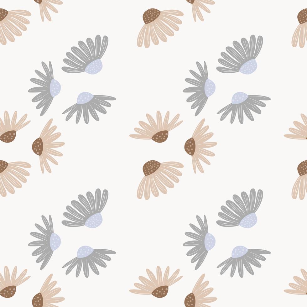 vintage stijl botanische daisy silhouetten naadloze doodle patroon. lichte achtergrond. roze en blauwe flora print. vector