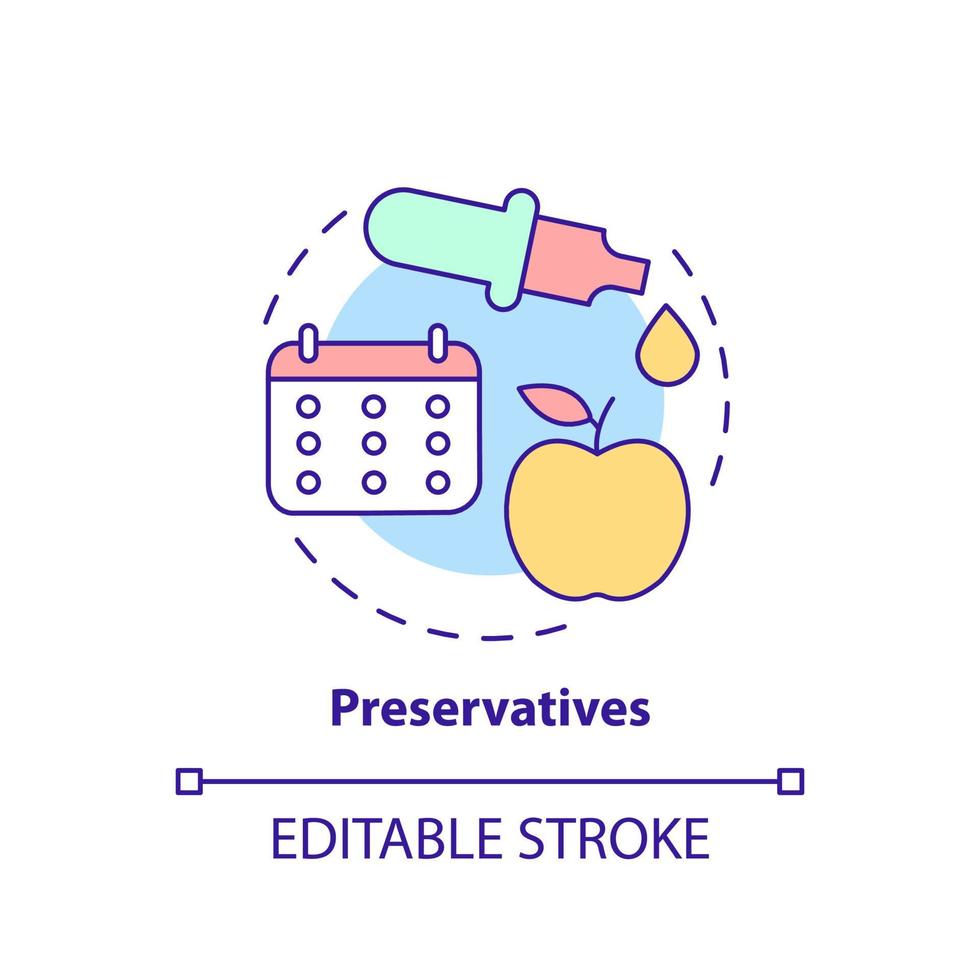 conserveermiddelen concept icoon. de houdbaarheid van het product verlengen. levensmiddelenadditieven abstracte idee dunne lijn illustratie. geïsoleerde overzichtstekening. bewerkbare streek. arial, talloze pro-bold lettertypen gebruikt vector