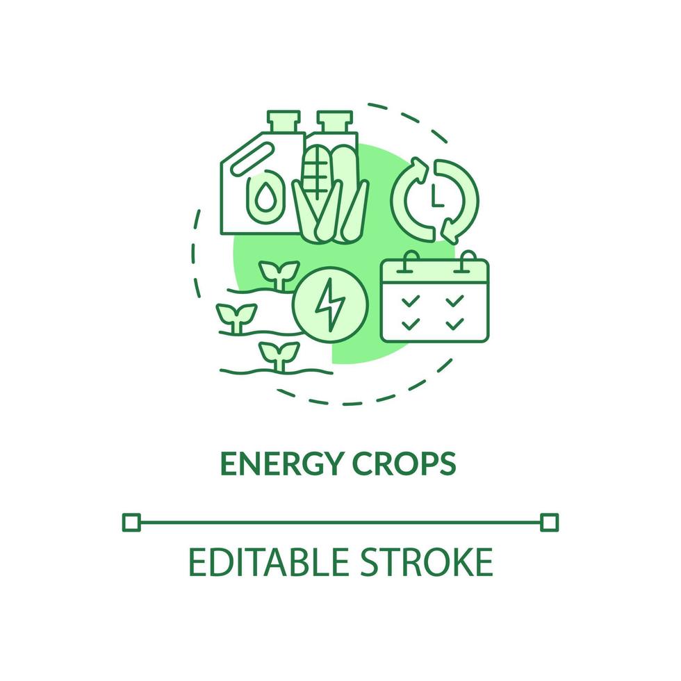 energie gewassen groen concept icoon. het produceren van bio-energie abstracte idee dunne lijn illustratie. natuurlijke processen. geïsoleerde overzichtstekening. bewerkbare streek. roboto-medium, talloze pro-bold lettertypen gebruikt vector