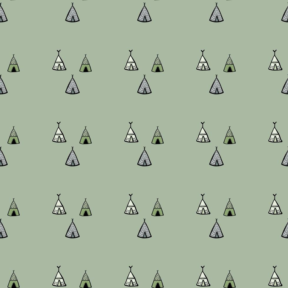 geometrische Tipi naadloze patroon op groene achtergrond. stammen behang. vector