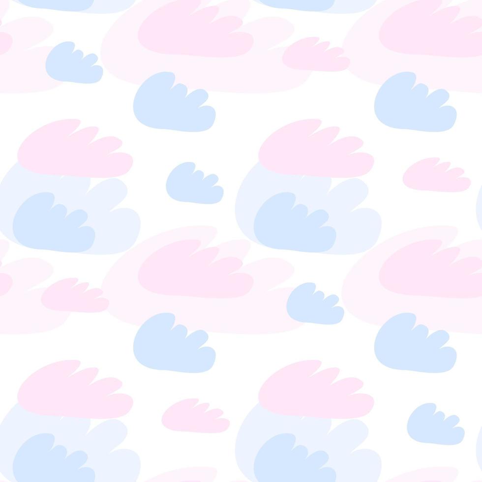 roze en blauw wolken naadloos patroon. vector ontwerp baby illustratie