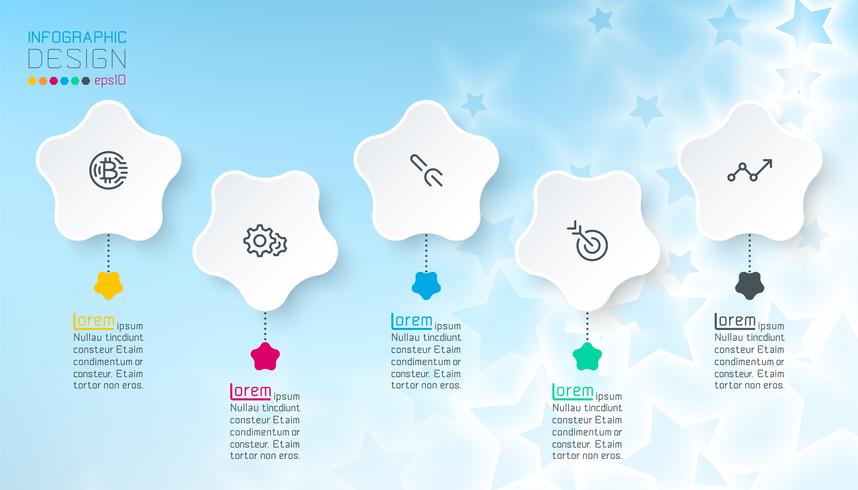 Witte sterinfographics met blauwe abstracte achtergrond vector