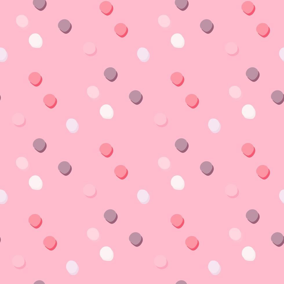 geometrische polka dot naadloze patroon. witte, rozy en paarse elementen op roze achtergrond. vector