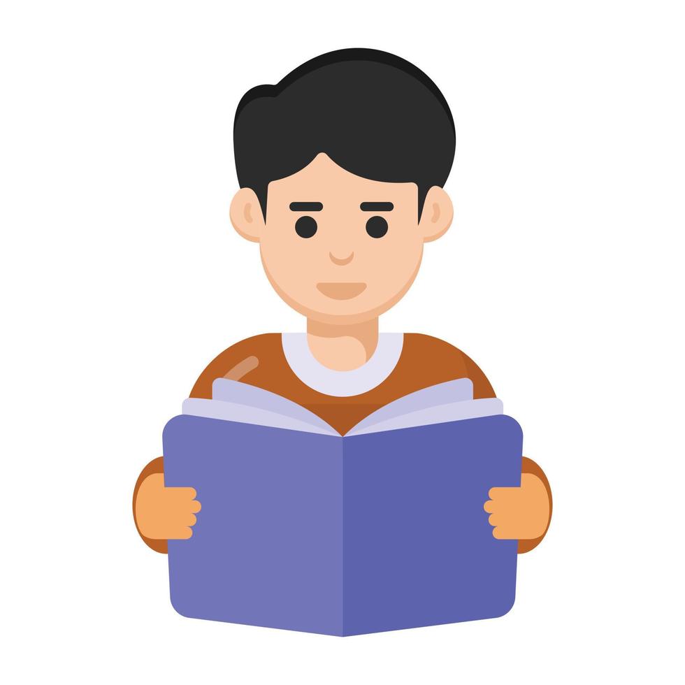 trendy ontwerp van studentenpictogram, avatar met boek vector