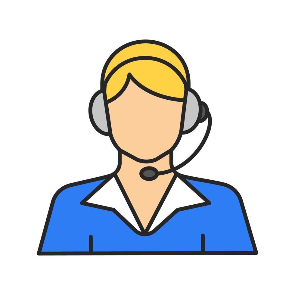 call center operator kleur pictogram. ondersteunende dienst. geïsoleerde vectorillustratie vector