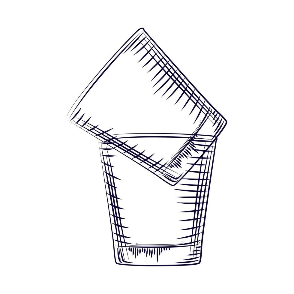 hand getekend twee ouderwets glas. rotsen glas geïsoleerd vector