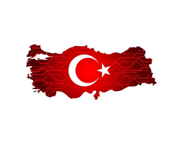 Turkije kaart met vlag. vlag kaart Turkije land op digitale achtergrond. Vector. vector