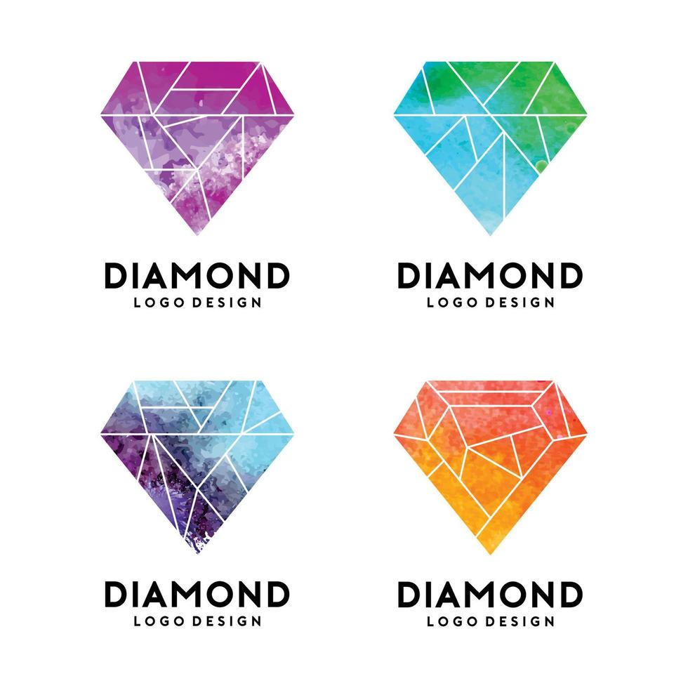 diamant met aquarel textuur logo sjabloon vector