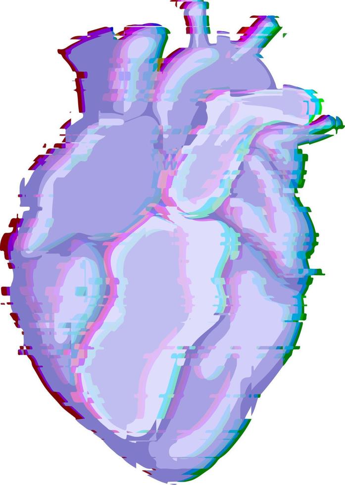 vector pixelart 8 bit paarse anatomie menselijk hart. abstracte kunst voor Valentijnsdag.