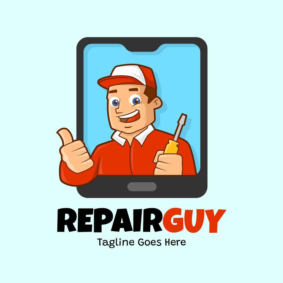 mascotte van reparateur vector