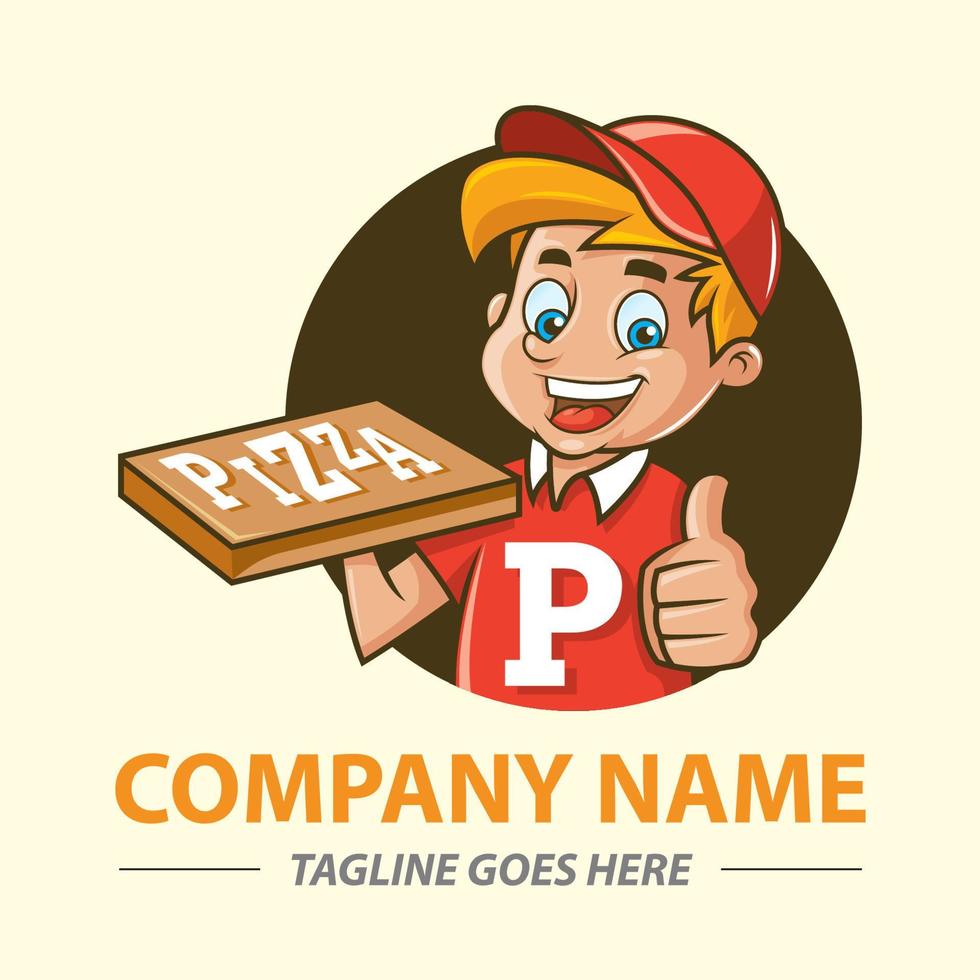 mascotte van pizzaboy vector