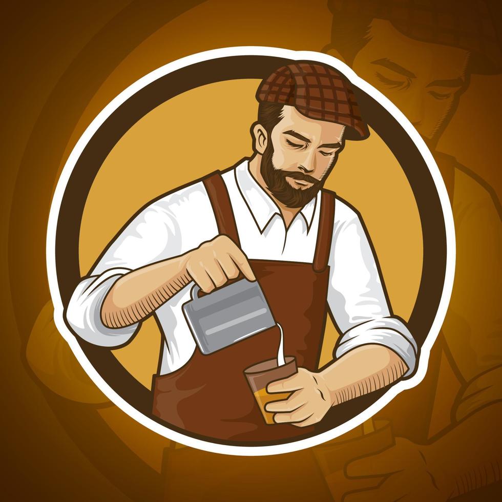 mascotte van barista vector