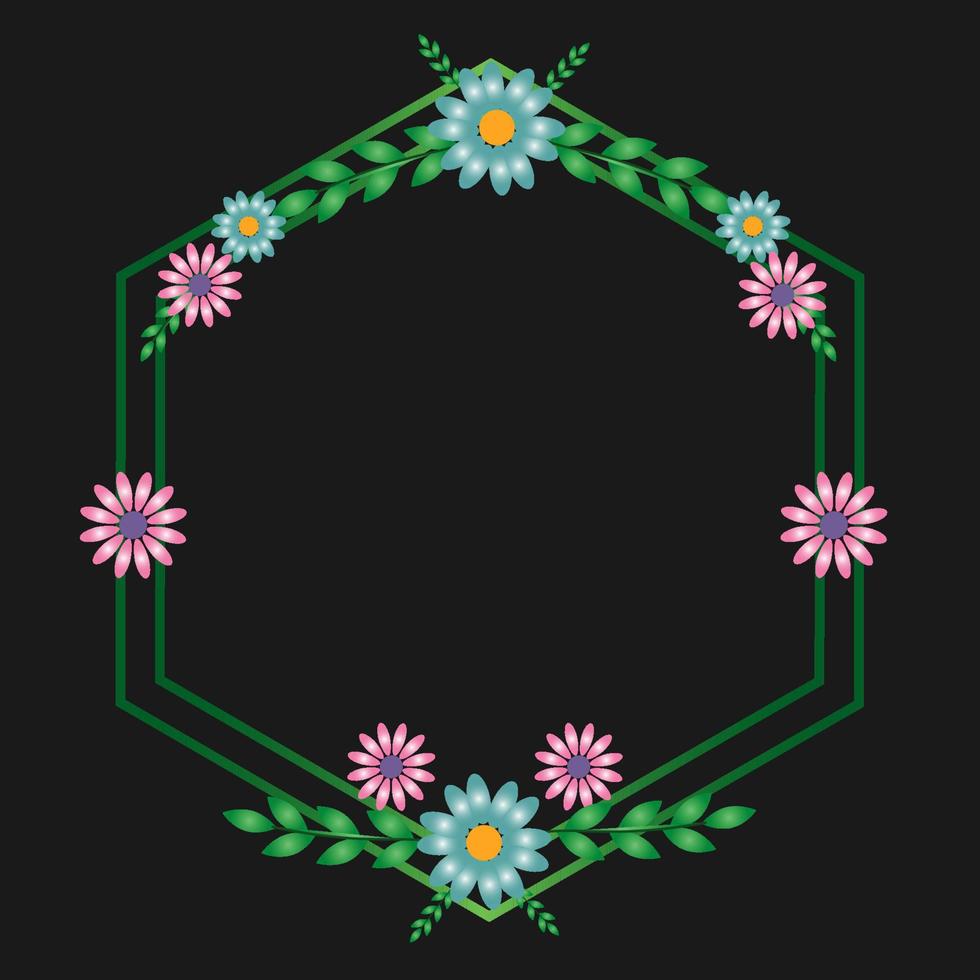 bloemen zeshoek frame vector