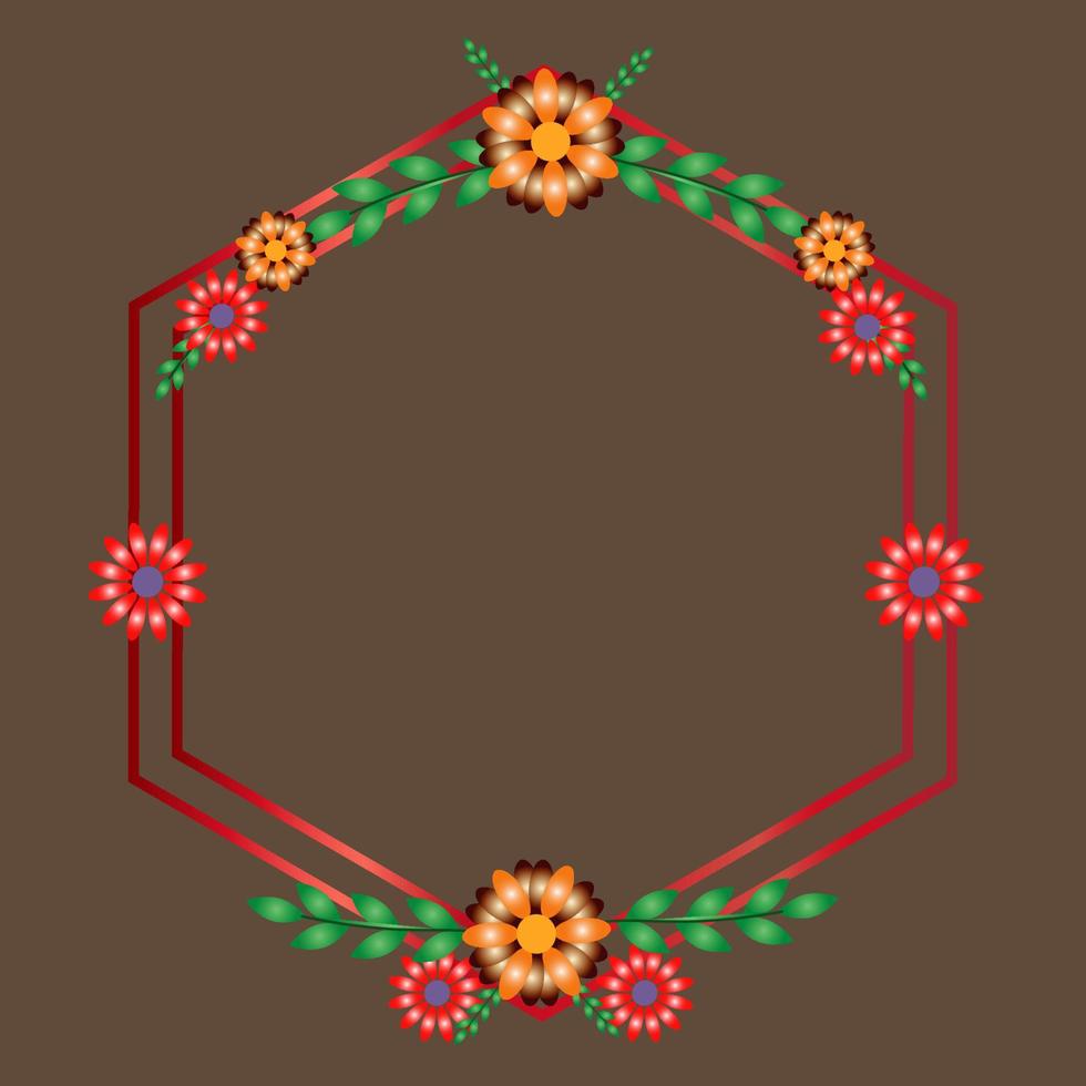 bloemen zeshoek frame vector