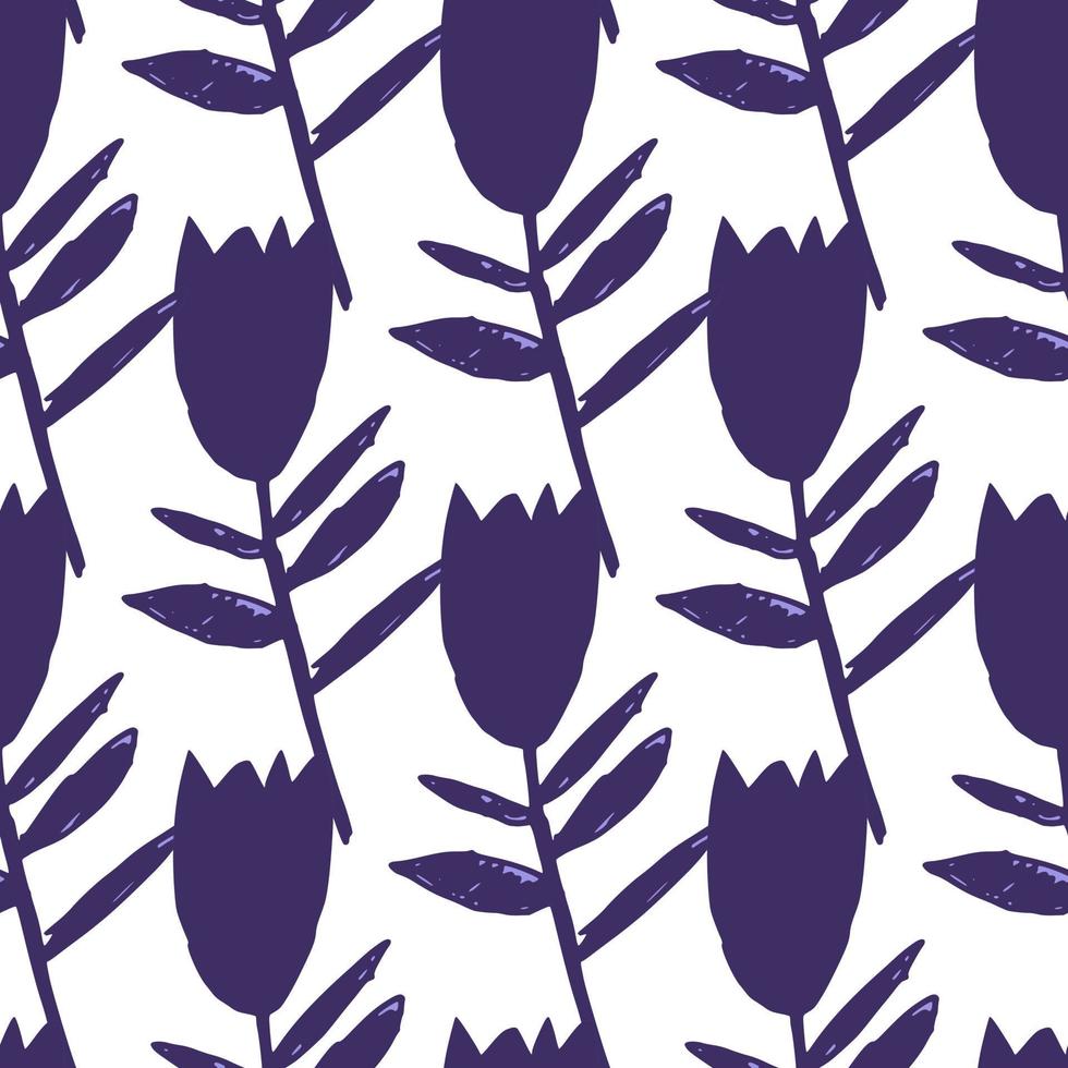 geometrische bluebell bloemen naadloze patroon op witte achtergrond. bloemen eindeloos behang. vector