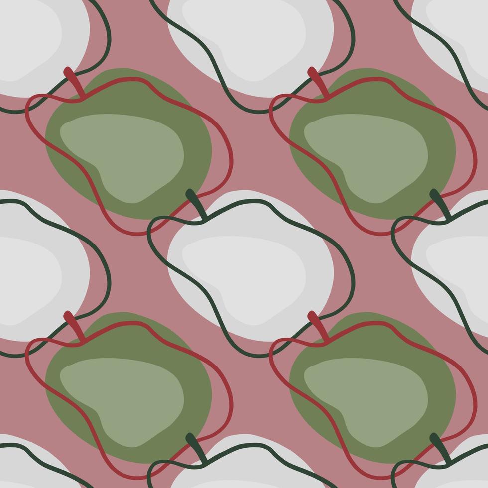 vegetarisch naadloos patroon met groene en grijze voorgevormde abstracte pruimelementen. bleke tinten ornament. vector