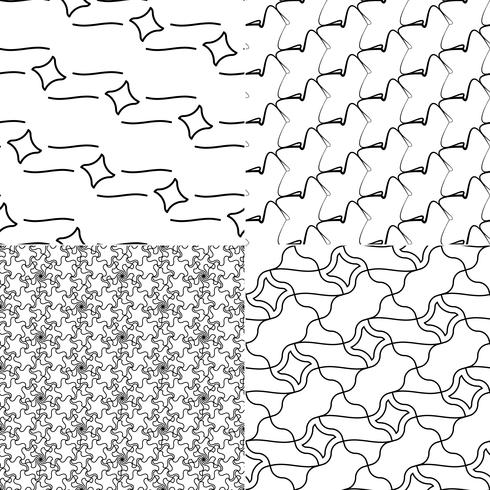 Vector geometrische naadloze geplaatste patronen, zwart-witte textuur.