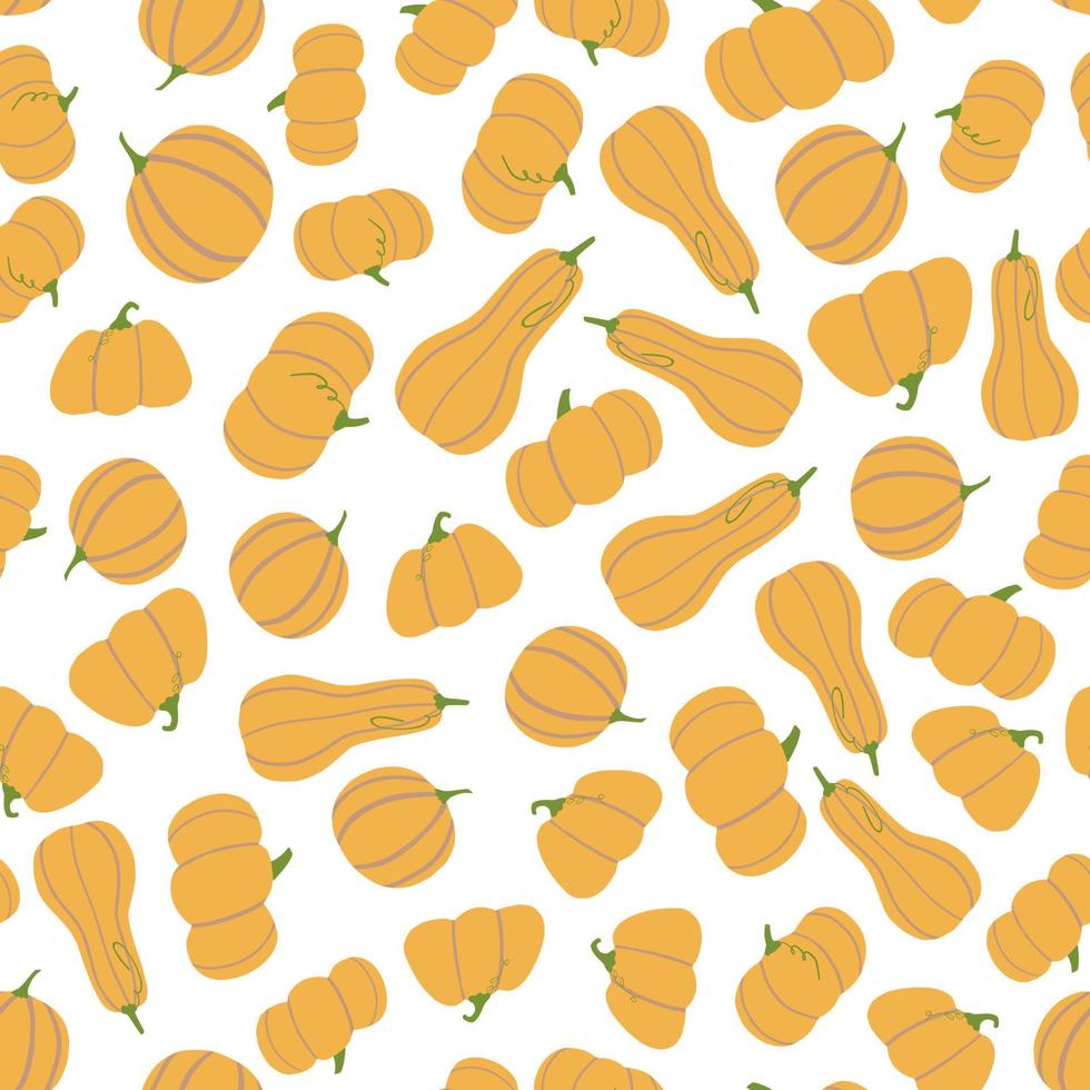 naadloos geïsoleerd patroon met kleine oranje pompoensilhouetten. witte achtergrond. vector