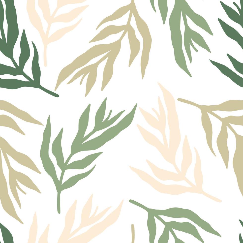 jungle planten laat naadloze patroon op witte background.vintage bloemen behang. vector