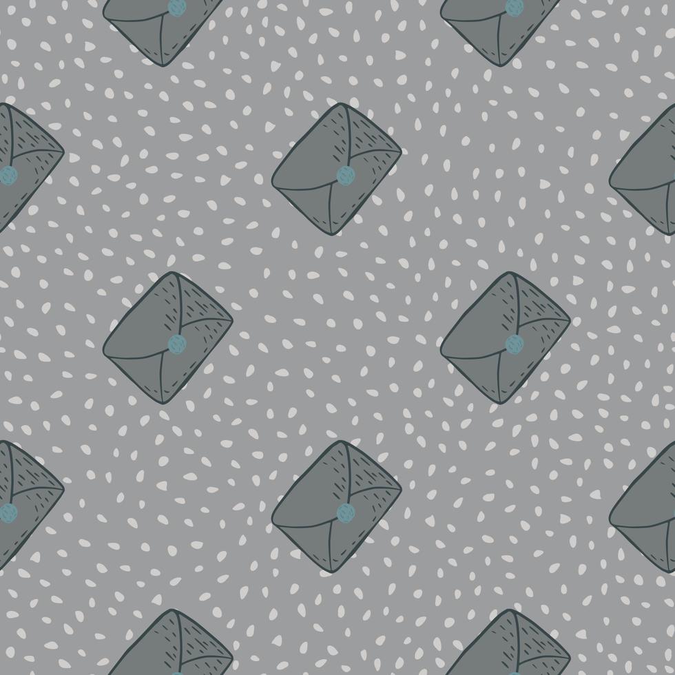 postkaart mail naadloze doodle patroon in grijs gekleurd palet. gestippelde achtergrond. vector