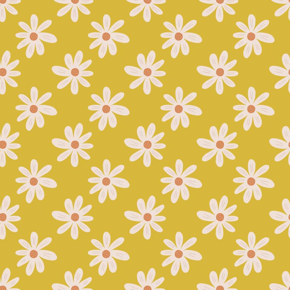 schattig ditsy bloemen naadloze patroon op gele achtergrond. retro kamille print. bloemen sieraad. vector
