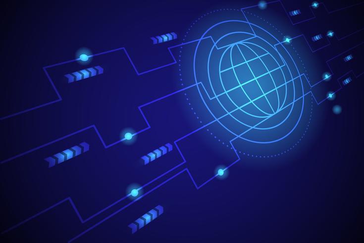 Digitale wereldlijn Blauwe achtergrond vector