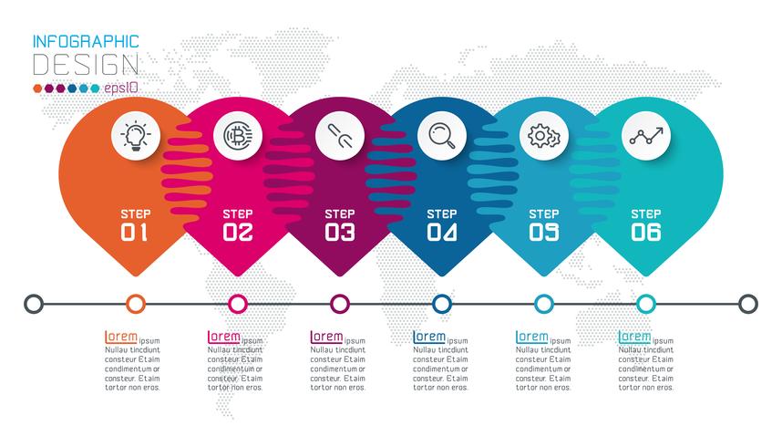 Zes harmonieuze cirkelinfographics. vector