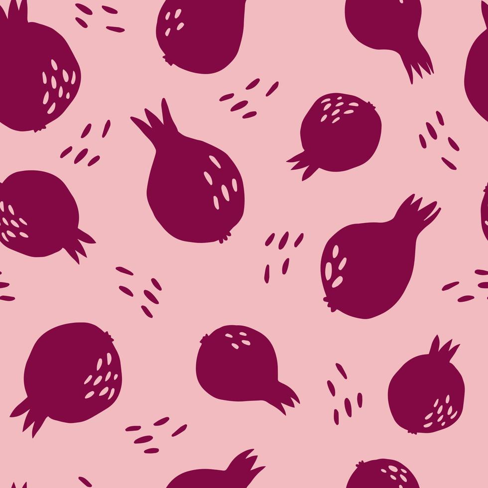 rijp granaatappel naadloos patroon. doodle vers biologisch zomerfruit behang. vector