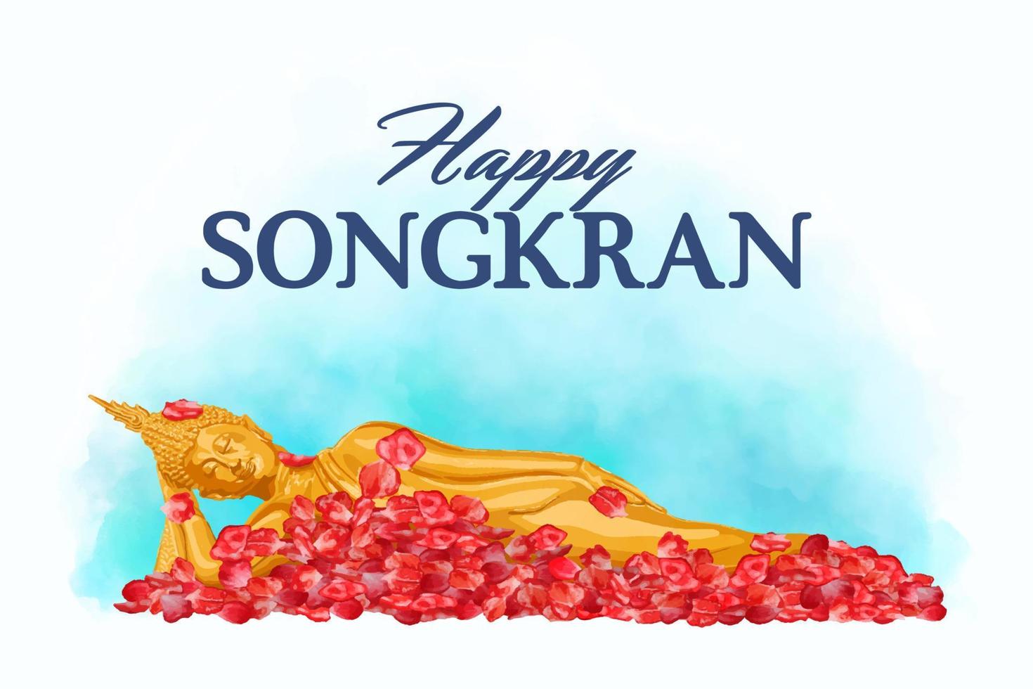 songkran festival, nieuwjaar in bangkok thailand, gouden boeddha. vector