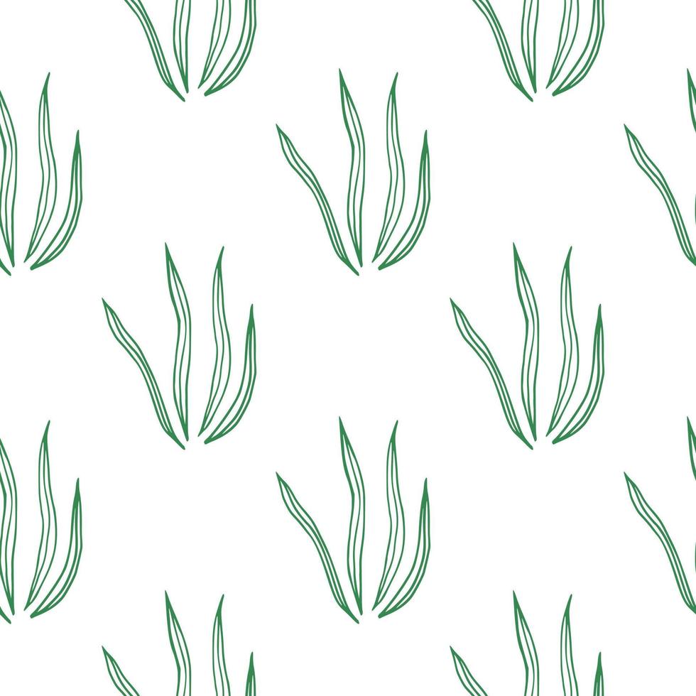 overzicht doodle grass naadloze patroon geïsoleerd op een witte achtergrond. vector