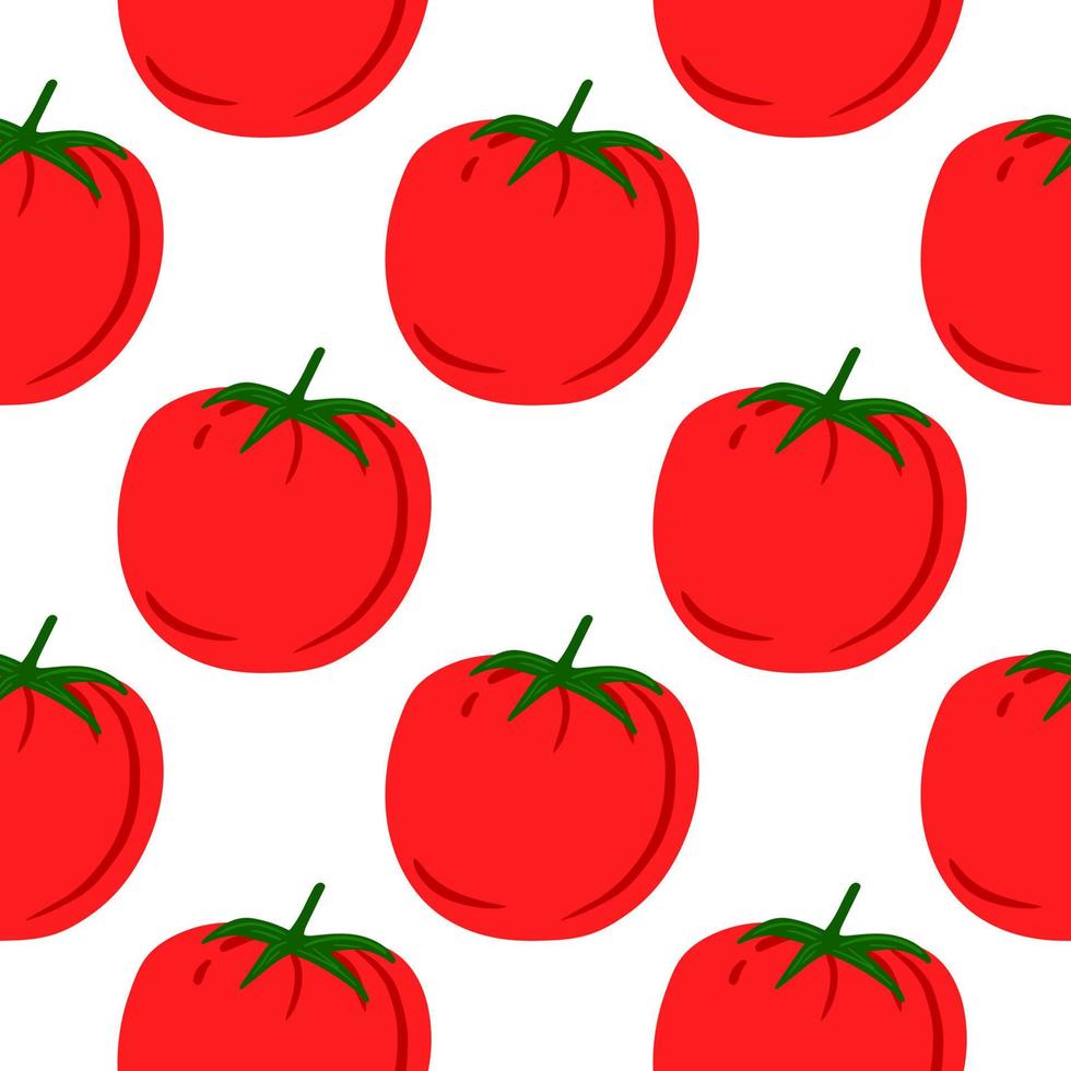 doodle tomaat patroon voor stof ontwerp. rode tomaten achtergrond. biologische gezonde groente. behang. vector